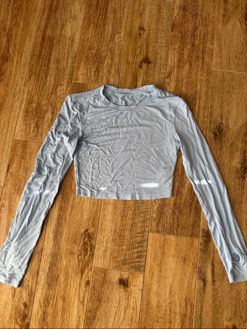 SHEIN Light Blue Long Sleeve Cropped Tee